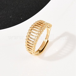 女性用304ステンレススチールカフオープンリング  ゴールドカラー  9mm  内径：18mm&nbsp;LS-RJEW-H255-01G-09