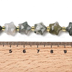 天然石モスアゲートビーズ連売り  スター  シードビーズで  10x10x6mm  穴：1mm  約36~37個/連  14.76~14.96''（37.5~38センチメートル）&nbsp;G-Z080-A27-10mm