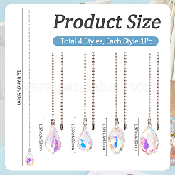 4Pcs 4 Styles Glass Charms Ceiling Fan Pull Chain Extenders&nbsp;HJEW-SP0001-80