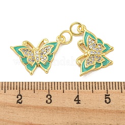 真鍮マイクロパヴェクリアキュービックジルコニアペンダント  エナメル  蝶  18KGP本金メッキ  20x13x3mm  穴：3mm&nbsp;KK-R159-01G