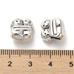 チベット風合金ヨーロピアンビーズ  鉛フリー＆カドミウムフリー  アンティークシルバー  大穴ビーズ  人間  12x11.5x7.5mm  穴：4.5mm&nbsp;PALLOY-K019-03E-AS