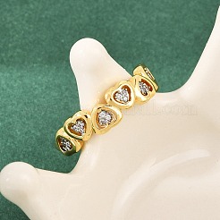 Brass Micro Pave Clear Cubic Zirconia Cuff Open Rings&nbsp;RJEW-T028-01B-G