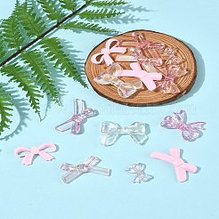 70 個 7 スタイル不透明 & 透明アクリルビーズ  蝶結び  ミックスカラー  14~24.5x18~34.5x4.5~6.5mm  穴：1.6~2mm  10個/スタイル&nbsp;MACR-FS0002-14
