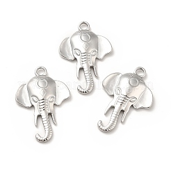 変色しない304ステンレススチールペンダント  象のチャーム  ステンレス鋼色  28x19x3mm  穴：2.5mm&nbsp;LS-STAS-H172-09P