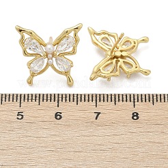 Butterfly Brass Micro Pave Cubic Zirconia Stud Earrings&nbsp;EJEW-M082-17G-02