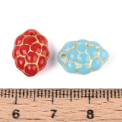 ブドウのガラスビーズ  ゴールドライン入り  ミックスカラー  14~14.5x10x6~6.5mm  穴：0.6~1mm&nbsp;GLAA-T025-32M