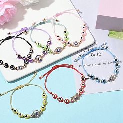 Resin Evil Eye Braided Bead Bracelets for Women&nbsp;BJEW-FS00018-02