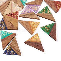 14Pcs 7 Colors Opaque Resin and Walnut Wood Pendants&nbsp;RESI-TA0005-15