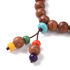 Wood & Natural Carnelian & Synthetic Turquoise Beaded Necklaces&nbsp;NJEW-JN04136