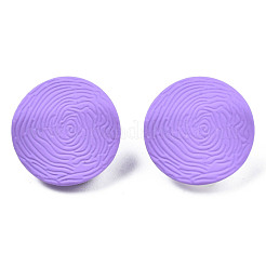 スプレー塗装鉄スタッドピアスパーツ  垂直ループ付き  フラットラウンド  紫色のメディア  17mm  穴：2.5mm  ピン：0.7mm&nbsp;IFIN-N008-012B