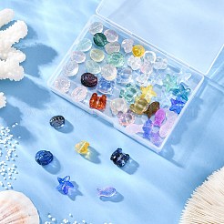 48個6スタイルの透明ガラスビーズ  ミックスカラー  混合図形  11.5~15x8~15x5~11mm  穴：0.8~1.2mm  8個/スタイル&nbsp;GLAA-FP0001-17