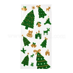 クリスマステーマのプラスチック製収納袋  チョコレート用  キャンディ  クッキーギフト包装  クリスマスツリー模様  27x13x0.01cm  100個/袋&nbsp;ABAG-B003-04