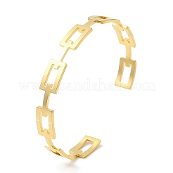 304ステンレススチール中空長方形カフバングル  ゴールドカラー  内径：2-1/8x2-1/2インチ（5.4x6.3cm）&nbsp;LS-BJEW-H322-01G