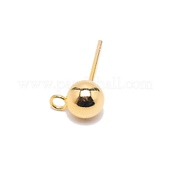 304ステンレススチールボールスタッドピアスポスト  ピアスパーツ  カン付き  ゴールドカラー  17x8.8x6mm  穴：1.6mm  ピン：0.8mm&nbsp;FIND-SZC0006-01A-G