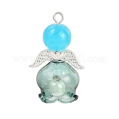 2Pcs 2 Colors Baking Paint Imitation Jade Glass Pendants&nbsp;PALLOY-JF04387