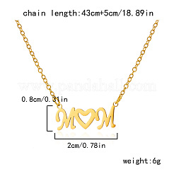 母の日 304ステンレススチール製 ワードママペンダントネックレス（女性用）  ゴールドカラー  16.93インチ（43cm）&nbsp;FS-WG8A099-05