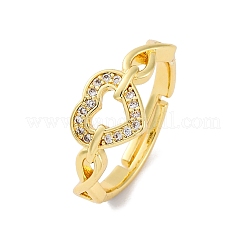 Adjustable Brass Micro Pave Clear Cubic Zirconia Rings for Women&nbsp;RJEW-U043-05G