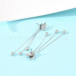Butterfly 304 Stainless Tassel Steel Stud Earrings&nbsp;EJEW-H175-05P