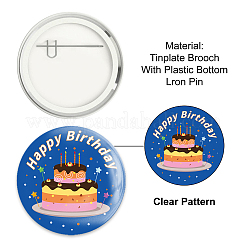 ブリキブローチ  プラスチック底と鉄ピン付き  フラットラウンド  ミックスカラー  誕生日をテーマにした模様  58x4mm  9個/セット&nbsp;JEWB-WH0013-003