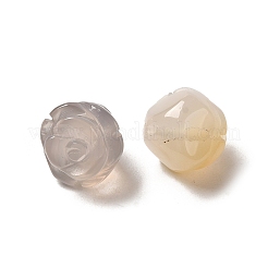 天然グレーアゲート彫刻花散らしビーズ  ローズ  8.5~10x10x10.5mm  穴：1mm&nbsp;G-O156-B-35