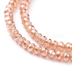 電気メッキガラスビーズセット  パール光沢メッキ  多面カット  ロンデル  砂茶色  2x1.5mm  穴：0.6mm  約208~220個/連  34~36cm&nbsp;EGLA-F149-PL-02