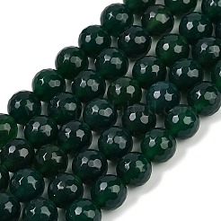天然グリーンオニキスアゲート（染色・加熱）ビーズ連売り  多面カット  ラウンド  10mm  穴：1.2mm  約38個/連  14.76''~14.96''（37.5~38センチメートル）&nbsp;G-R009-A01-01