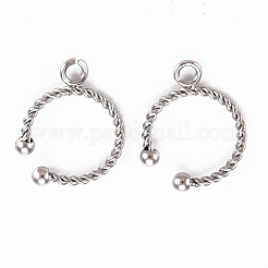 変色しにくい304ステンレススチール製イヤーカフ金具  カン付き  ステンレス鋼色  16x13x1mm  穴：1.8mm&nbsp;STAS-T060-01P