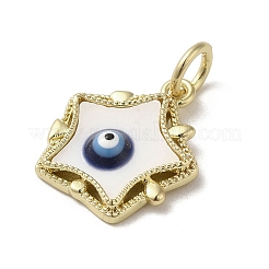 Evil Eye Enamel Shell Pendants&nbsp;KK-E092-26G-04