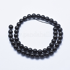 天然石ブラックトルマリンビーズ連売り  スムーズなラウンド  8mm  穴：1~1.2mm  約48個/連  38.5cm&nbsp;G-E444-27-8mm