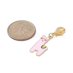 アルパカ合金エナメルペンダント装飾  カニカン付き  キーホルダー用  財布  バックパック飾り  ミックスカラー  43mm  5個/セット&nbsp;HJEW-JM00996