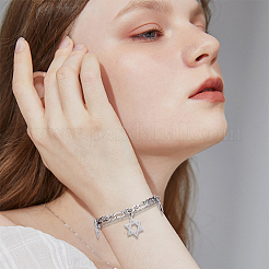 女性用合金マルチ連ブレスレット4個、2スタイル  プラチナ  プラチナ  6-3/47-1/8インチ（17~18cm）  2個/スタイル&nbsp;BJEW-SC0001-59