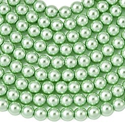 環境に優しいガラスパールビーズ  パールカラーの  ラウンド  ミディアムスプリンググリーン  6mm  穴：1.2~1.5mm  約68個/連  16''（40.64センチメートル）&nbsp;HY-J002-6mm-HX066