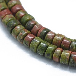 天然石ユナカイトビーズ連売り  フラットラウンド/ディスク  3.8~4.2x2~4.5mm  穴：0.8~1mm  約152~180個/連  15.1~15.5インチ（38.5~39.5cm）&nbsp;G-F631-A12