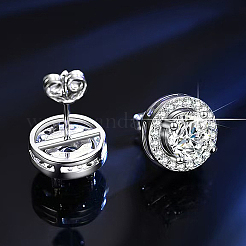S925 Silver Moss Agate Round Stud Earrings Fashionable Luxurious Design&nbsp;DG8088