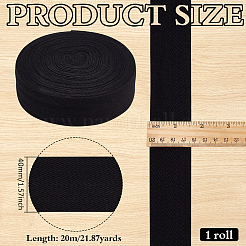 綿のリボン  服飾材料  ブラック  1-5/8インチ（40mm）&nbsp;OCOR-WH0085-52A