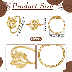 リーフ合金ナプキンリング100個  ナプキンホルダー装飾  場所セッティング用  ウェディング＆パーティーデコレーション  ゴールドカラー  42x24mm&nbsp;AJEW-UN0005-50