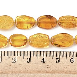天然琥珀ビーズ連売り  ナゲット  シードビーズで  11.5~14x10~11x3.5~4mm  穴：0.7mm  約25個/連  15.35インチ（39cm）&nbsp;G-L095-C01-05