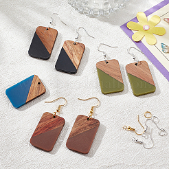 Two Tone Rectangle Pendant Earrings DIY Making Kit&nbsp;DIY-OC0008-15