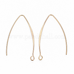 真鍮のピアスフック  水平ループ付き  ニッケルフリー  18KGP本金メッキ  43mm  穴：1.8mm  ピン：1mm&nbsp;X-KK-N231-07-NF