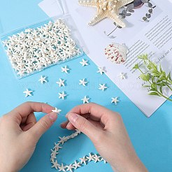 合成ターコイズ染めビーズ連売り150本  ヒトデ  フローラルホワイト  13.4~15x13.5~14.8x5.2~5.5mm  穴：1.3~1.6mm&nbsp;G-SC0002-80