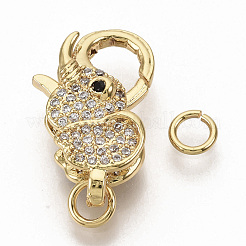 Brass Micro Pave Clear Cubic Zirconia Lobster Claw Clasps&nbsp;ZIRC-S066-012