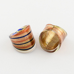 手作りの金の砂ランプワークワイドバンドリング  ミックスカラー  17~19mm  約12個/箱&nbsp;RJEW-Q150-M13-B