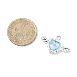 アクリル＆チベットスタイルの合金ペンダント  翼を持つハート  鉄パーツ  アンティークシルバー  ミックスカラー  18.5x27.5x4mm  穴：3mm&nbsp;PALLOY-JF04326