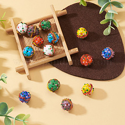 14Pcs 7 Colors Handmade Lampwork Bumpy Beads&nbsp;LAMP-TA0002-42