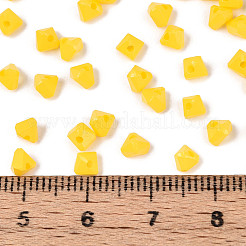 焼付塗装ガラスシードビーズ  多面カットハート  ゴールド  3.5x4.5x4.5mm  穴：1mm  約7620個/ポンド&nbsp;SEED-N007-30F