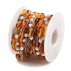 Handmade Amber & CCB Plastic Beaded Chains&nbsp;CHS-P019-12G
