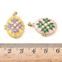 Brass Enamel Locket Pendants&nbsp;KK-F923-02A-G