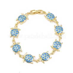 Brass Micro Pave Clear Cubic Zirconia Link Bracelets for Women&nbsp;BJEW-H209-04G