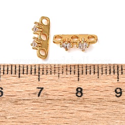 Brass Pave Clear Cubic Zirconia 3-Hole Spacer Bars&nbsp;KK-K422-21G
