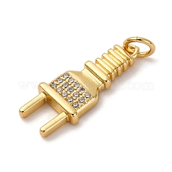 Brass Micro Pave Cubic Zirconia Pendants&nbsp;KK-P308-67G
